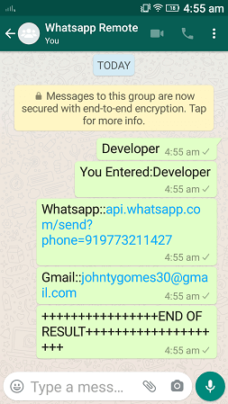 Developer command, whatsapp cloud remote